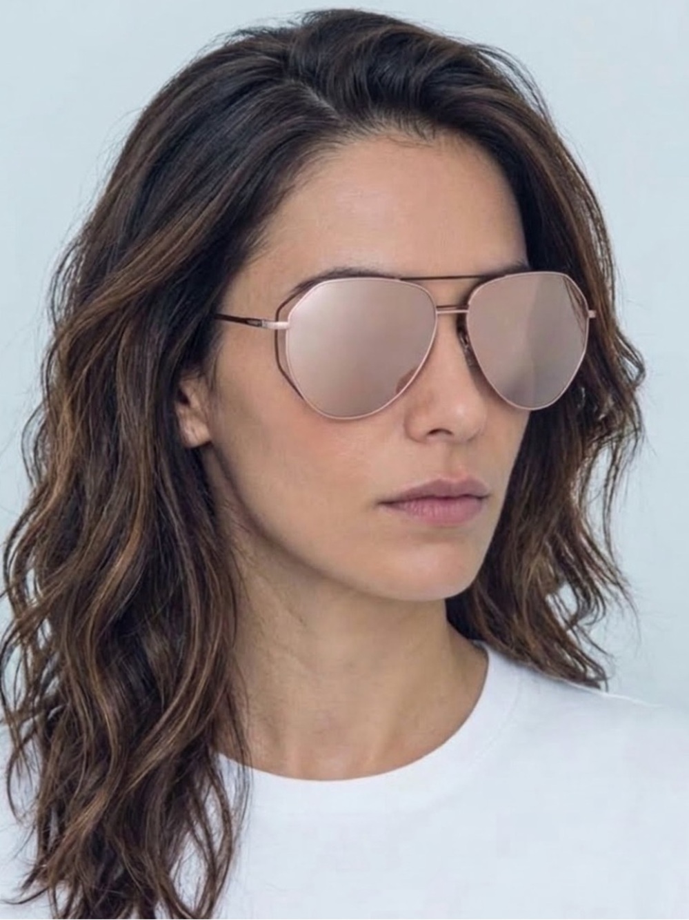 NWI Linda Farrow Rose Gold Angular Oversized Aviator Sunglasses LFL 351 C7 Set
